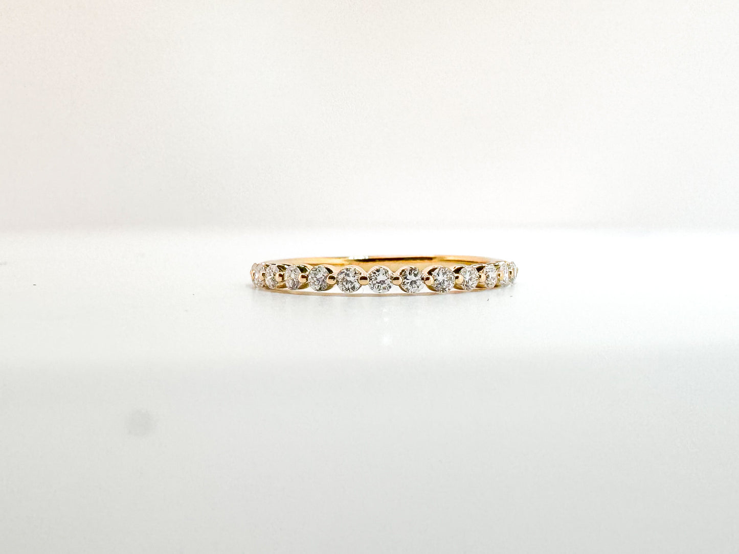 14K, yellow gold, .30 carat total weight, lab grown diamond wedding band. VS2 G