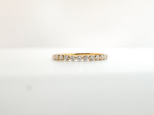 14K, yellow gold, .30 carat total weight, lab grown diamond wedding band. VS2 G