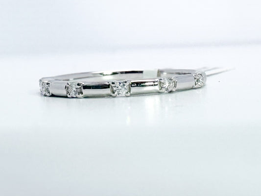 14K, white gold, .09 diamond total weight, wedding band.