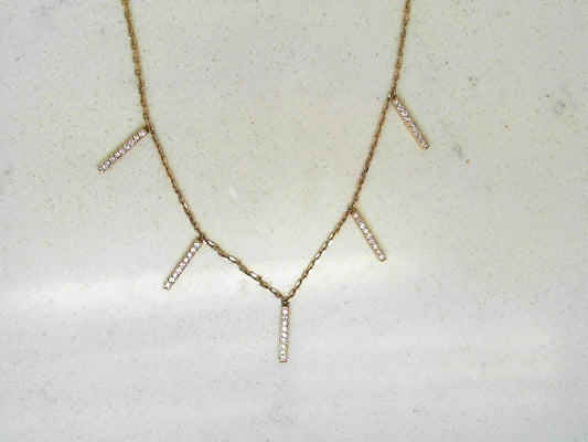 Diamond necklace with dangling diamond bars