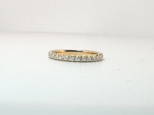 14K, yellow gold, french pave , natural diamond band. .35 diamond total weight.