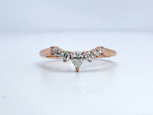 14k, rose gold, .25 diamond total weight, contour band.