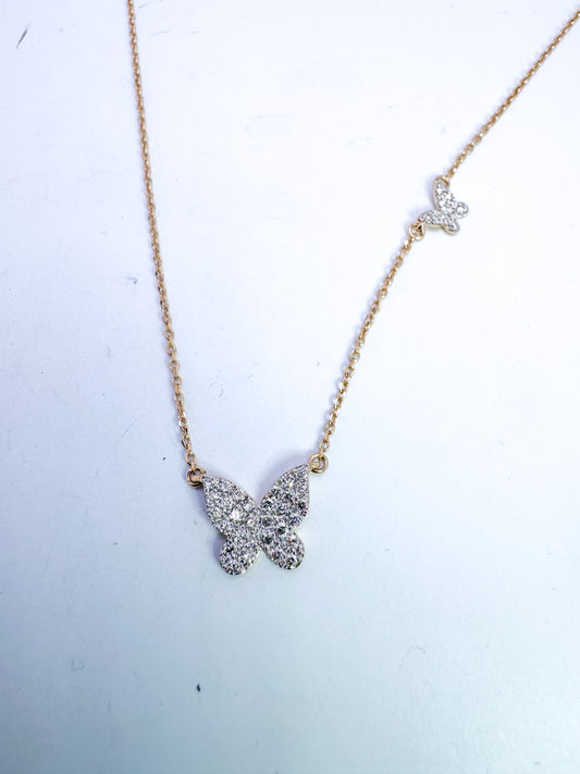 14k, yellow gold, butterfly pendant.