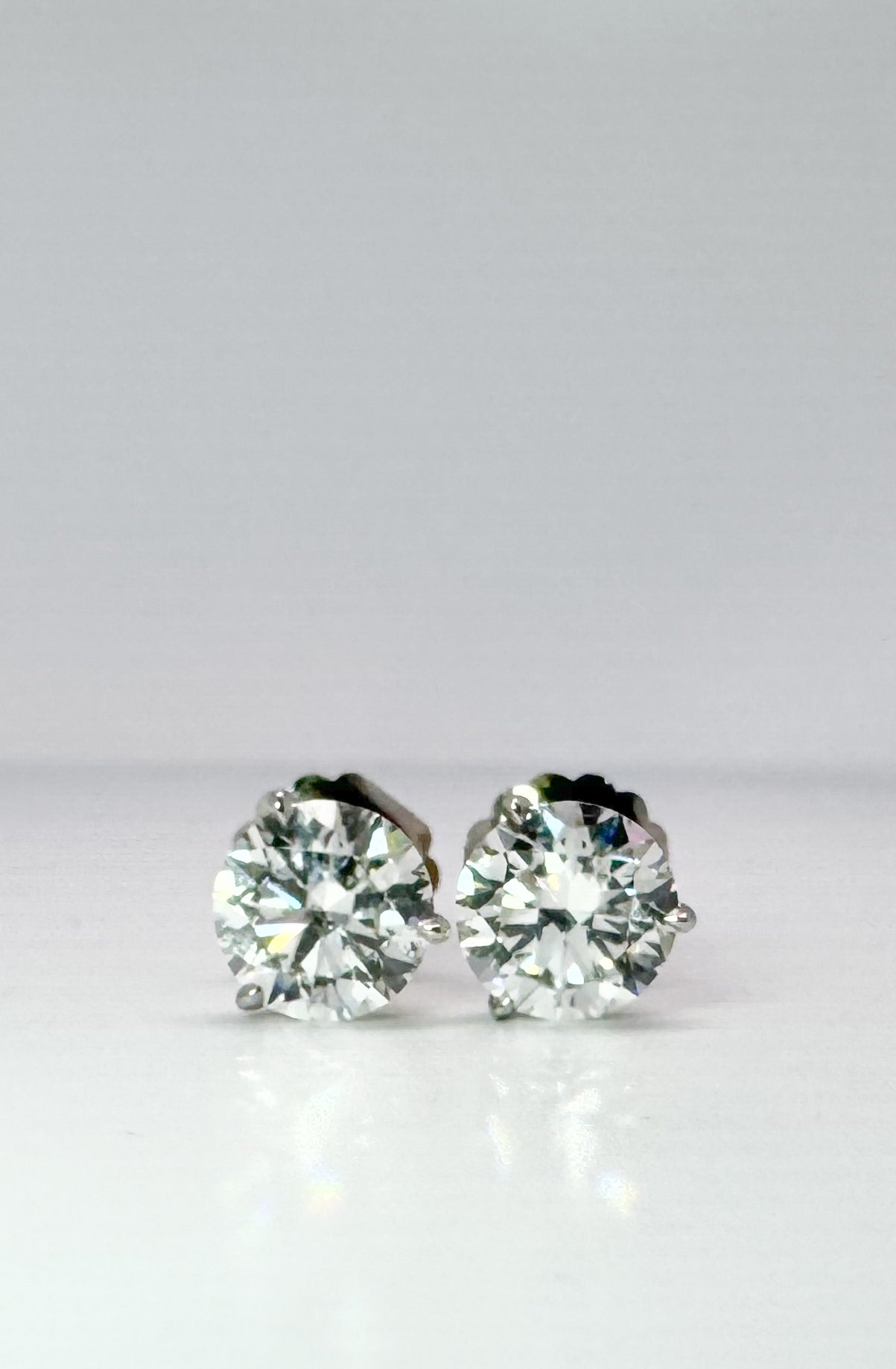 14K, white gold,  6.02 carat total weight, ideal cut natural diamond studs. GIA CERTIFIED