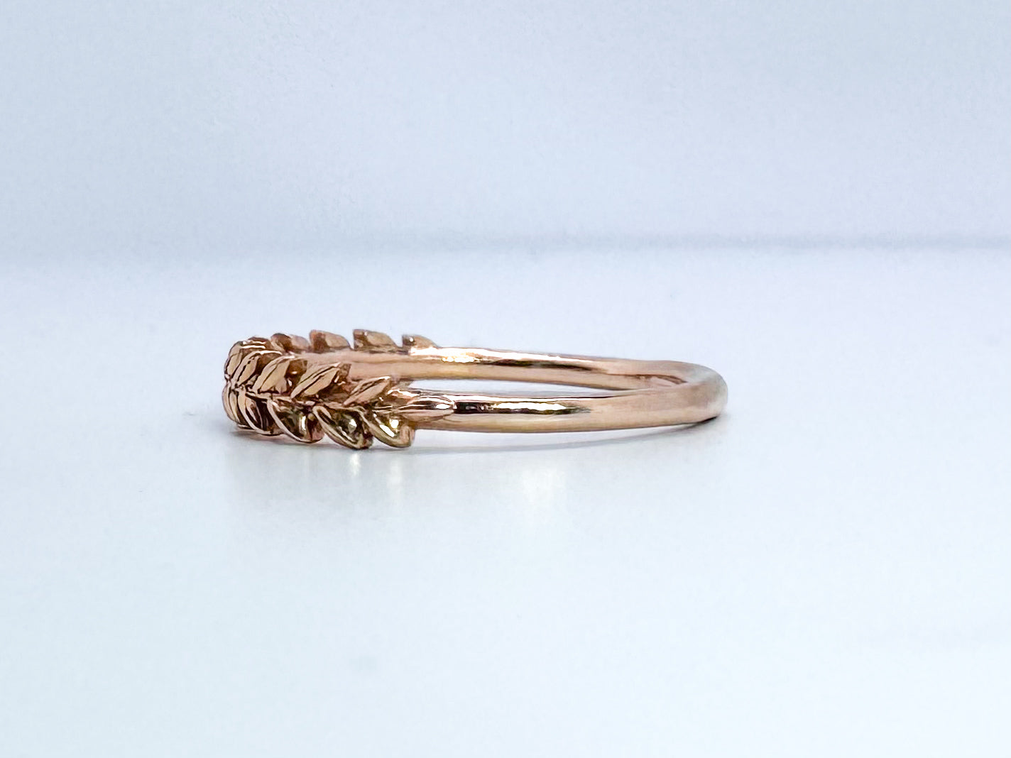 14k, rose gold, leaf band