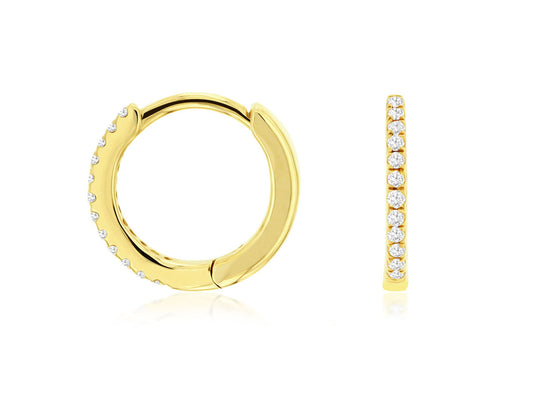 14K, yellow gold, .07 carats. Diamond huggue earring.